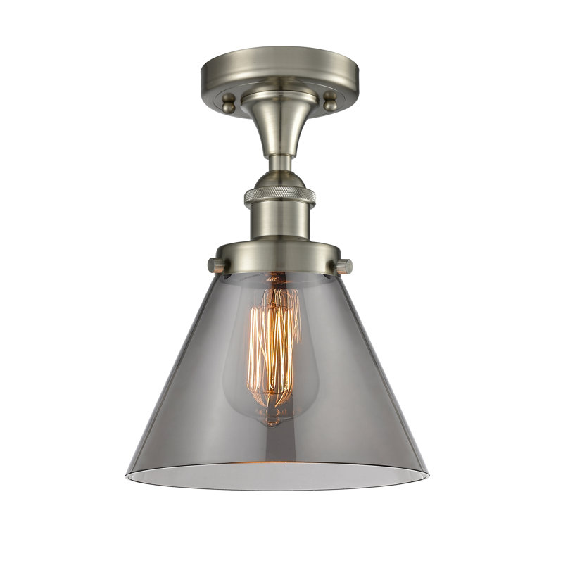 Plafonnier semi-encastré 8 lumières Gwinnett, DEL, Plaqué couleur fumée, Nickel satiné brossé