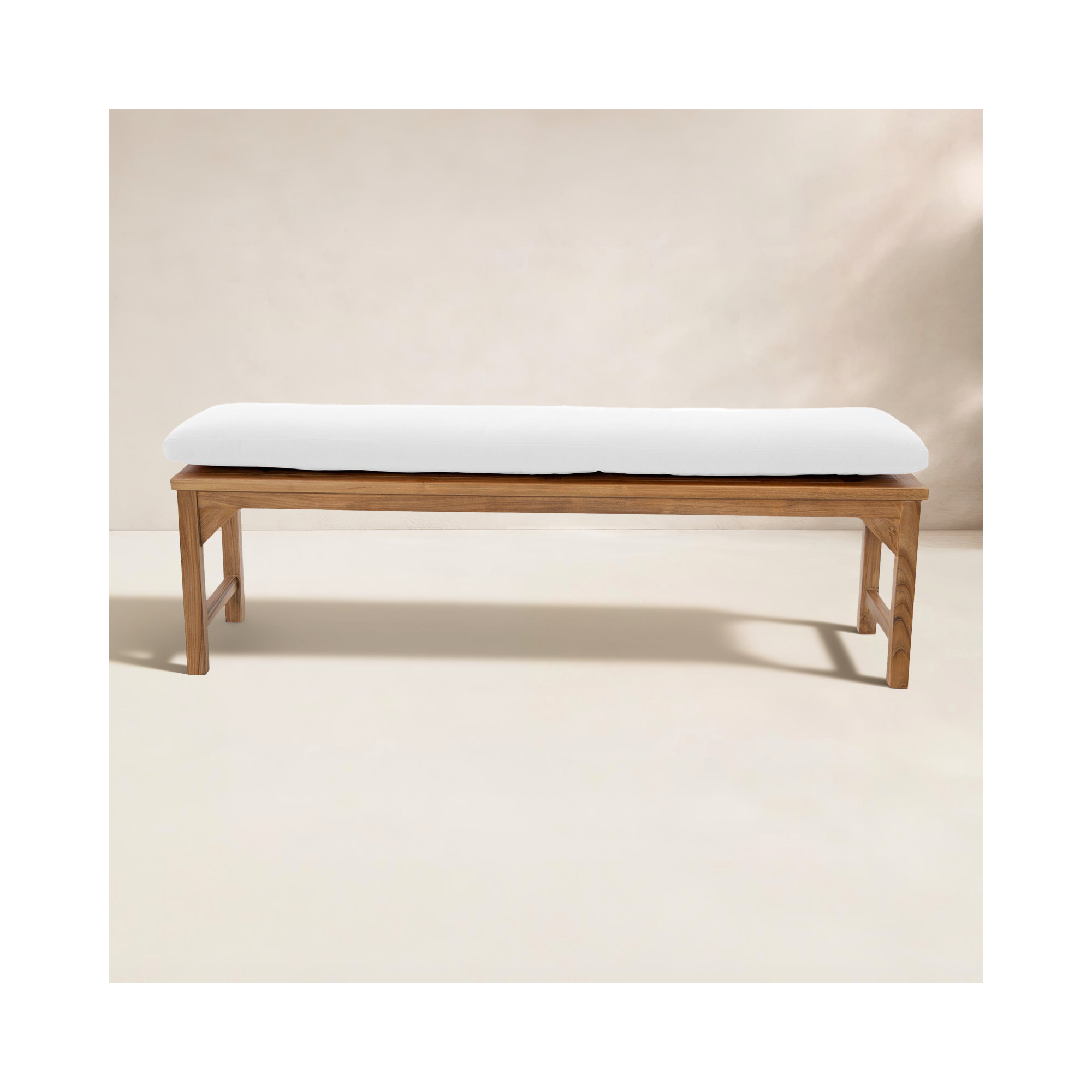 Velay Teak Outdoor Bench, White, 18" H x 60" W x 15.25" D