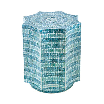 17x17x20" Stool with Capiz Design, Blue Multi
