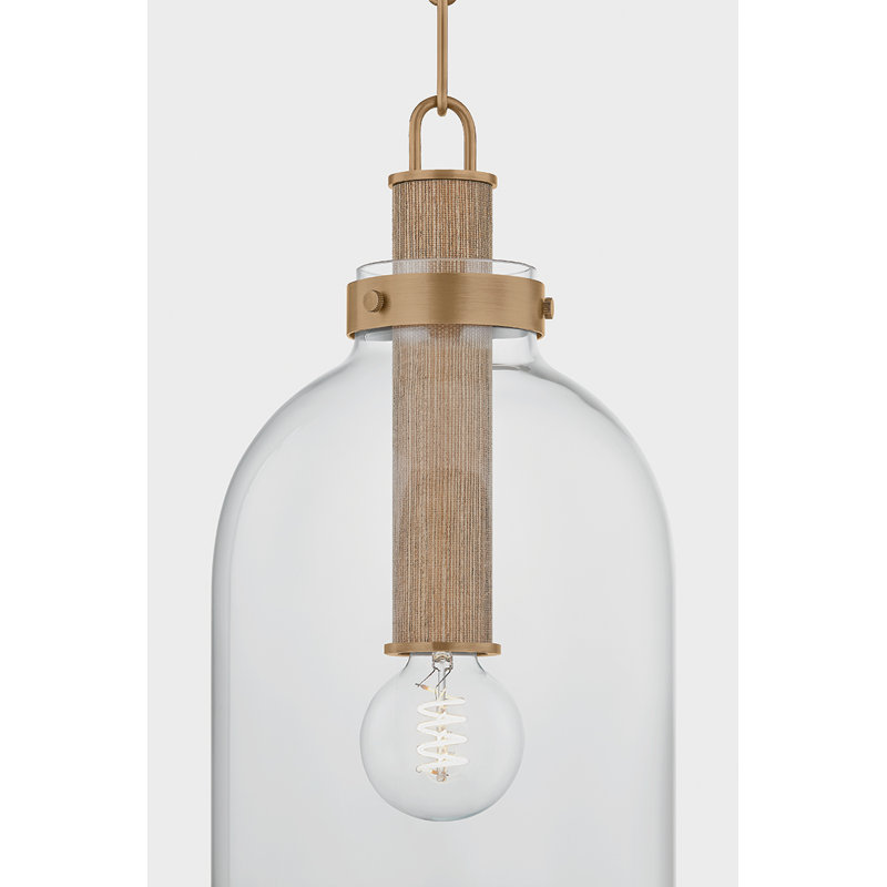 Troy Lighting Kori wide 1 Light Pendant in Patina Brass, 15 W, 72" H x 9" W x 9" D