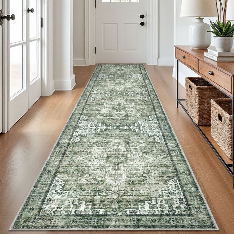 Tapis verts lavables antidérapants, Tapis de couloir 2 pi 7 po x 12 pi
