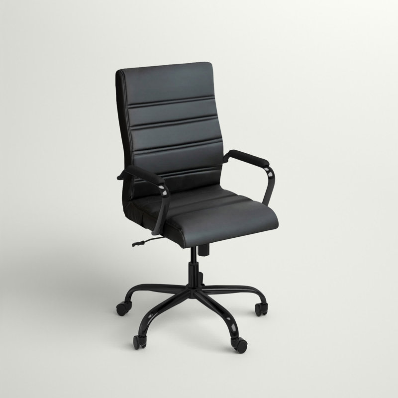  Chaise de bureau ergonomique pivotante à haut dossier, Noir, Similicuir noir