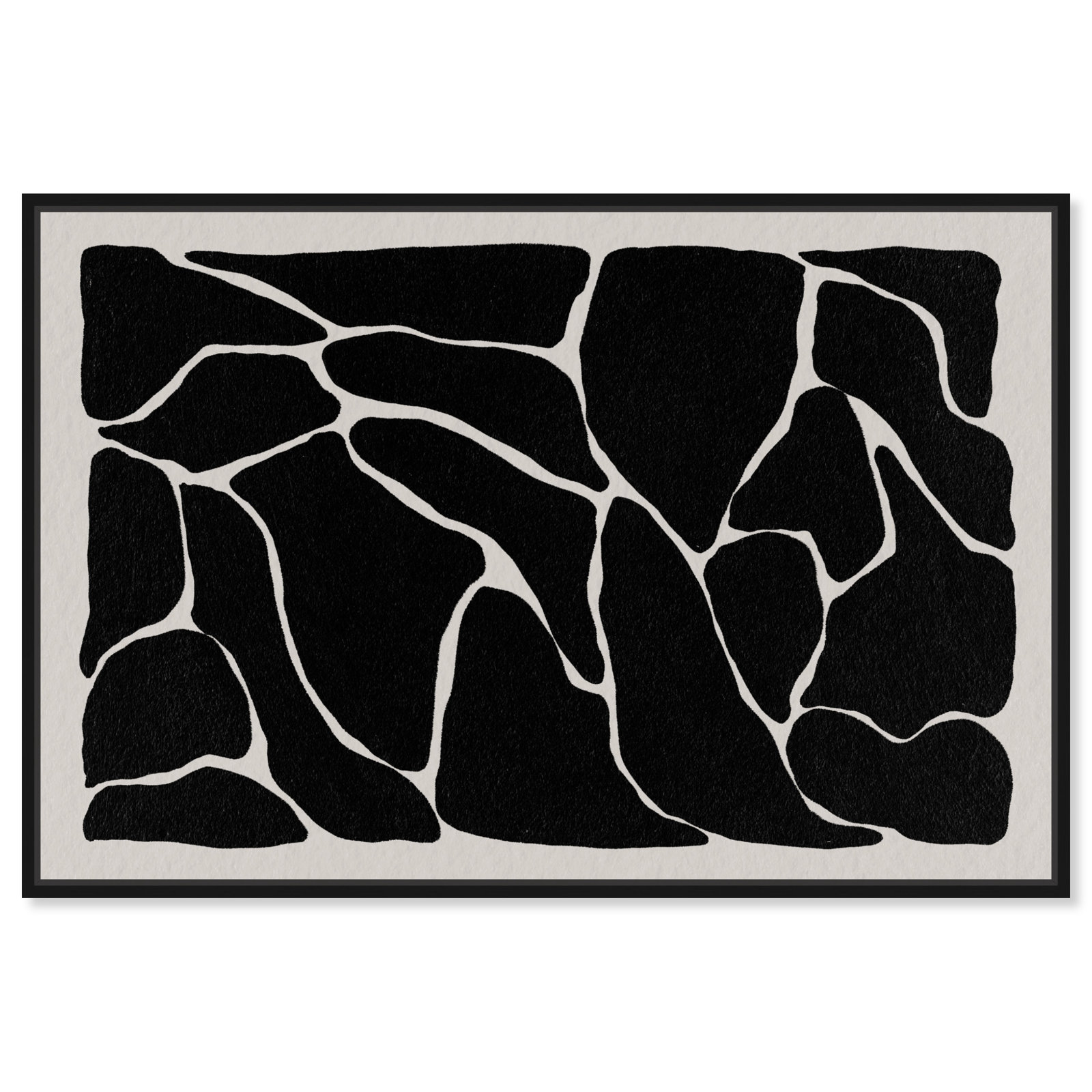 Abstract Black and White Giraffe Pattern Print, Black, 25" H x 37" W