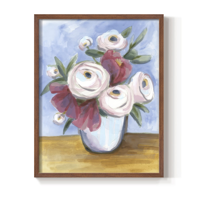 Tea Rose Posey II, reproduction encadrée - bois massif, H 11 po x l 9 po, Noyer