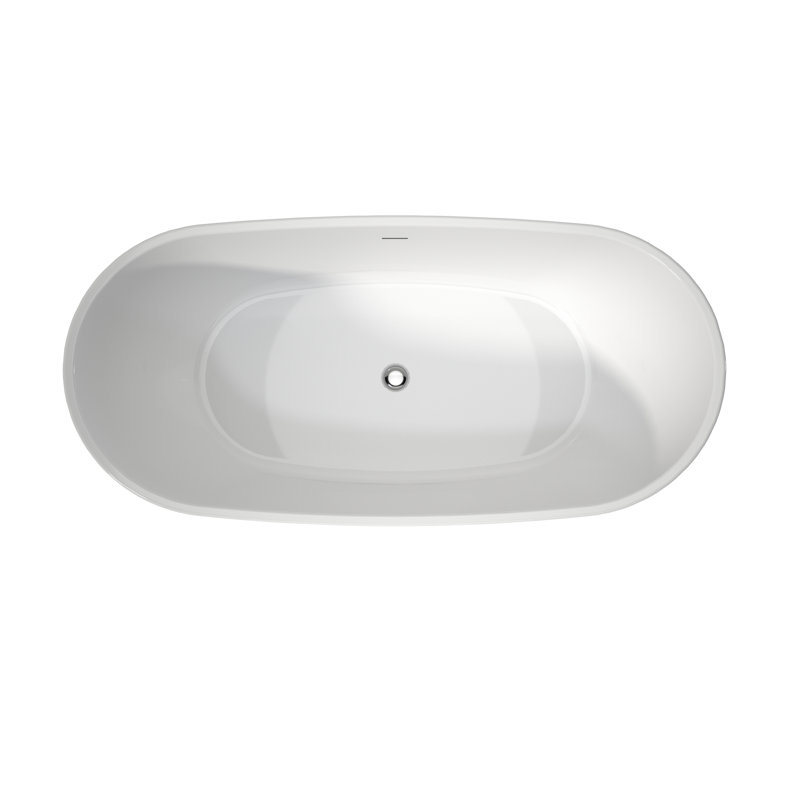 Luxury White Acrylic Bathtub, 65", Deep Soaking, High Gloss, Comfortable Support Stain-, Easy Maintenance