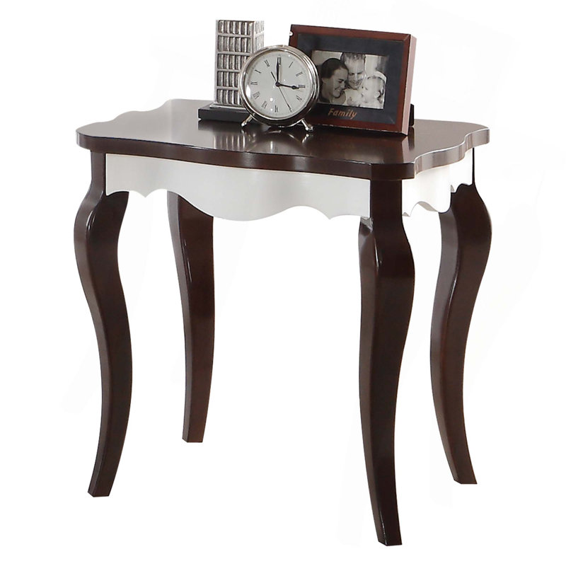 Table de bout blanche et noyer