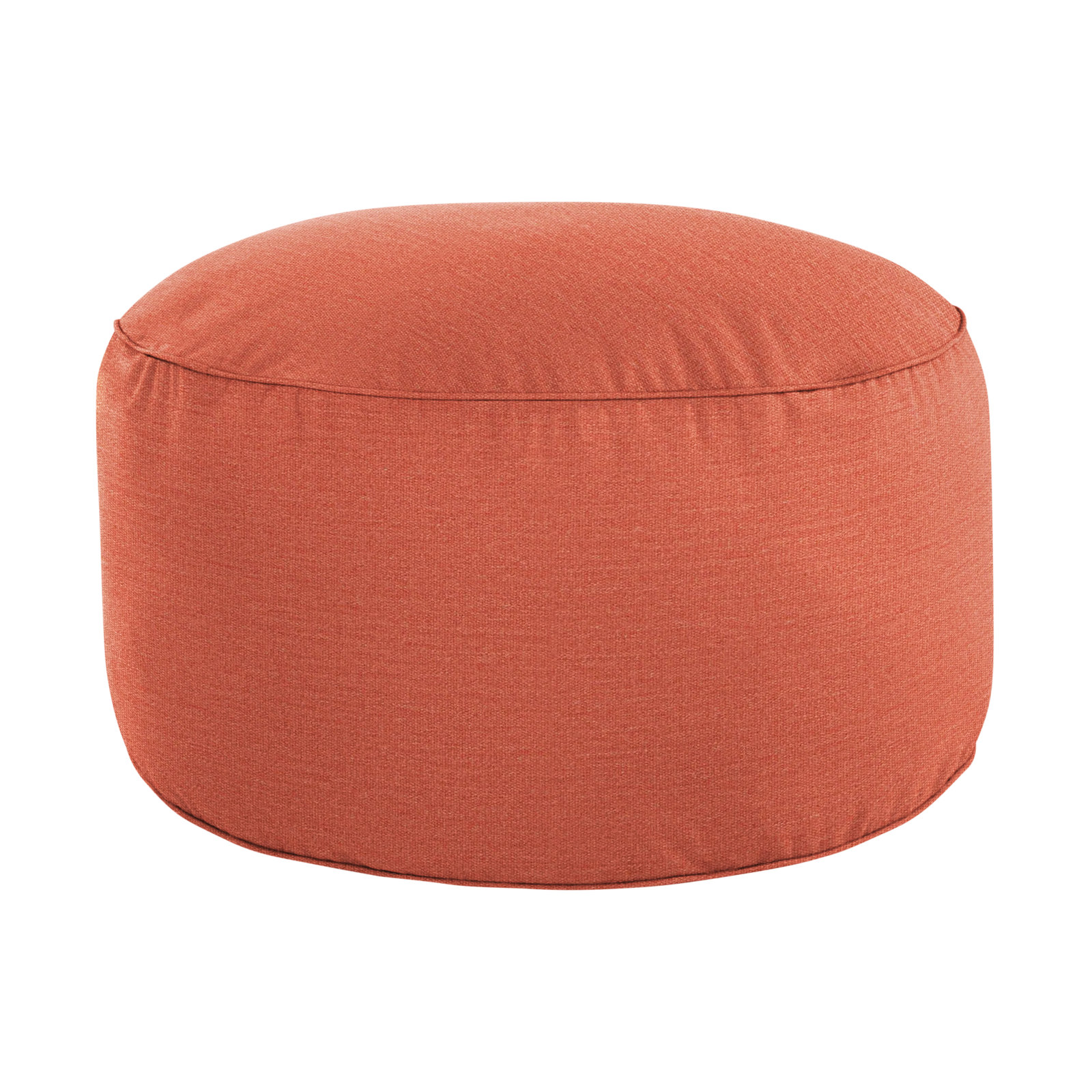 Demi Round Upholstered Outdoor Ottoman with Sunbrella® Cushion, Canvas Persimmon Sunbrella® Canvas