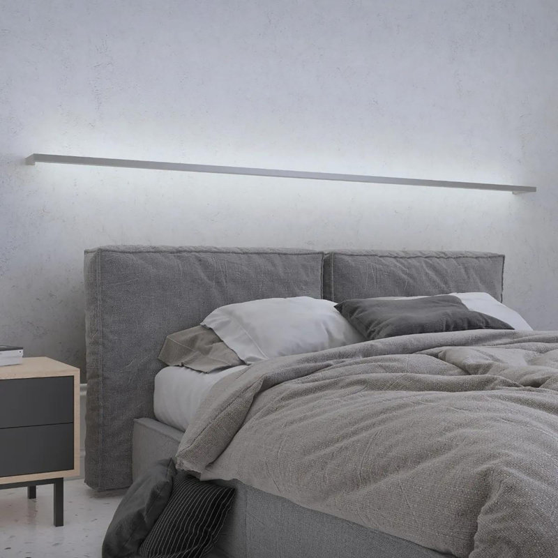 Sleek Minimalist Bright Satin Aluminum LED Sconce, 48 in