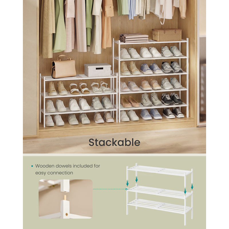 Borehamwood 16 Pair Stackable Shoe Rack, White