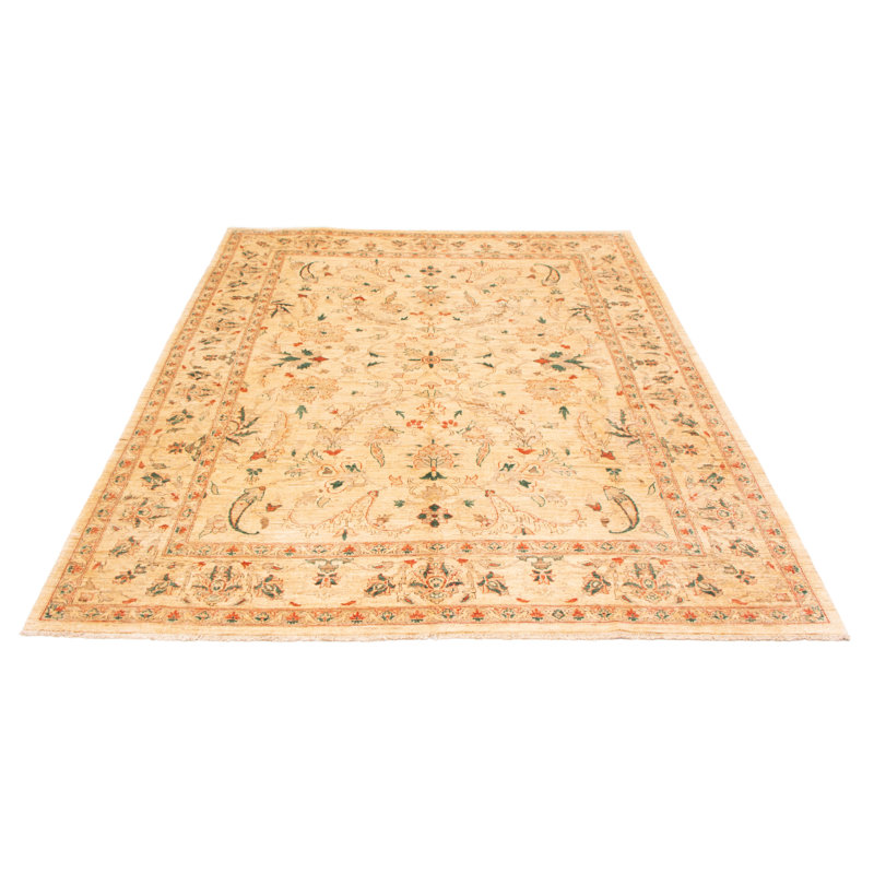 Tapis ivoire en laine noué à la main de conception unique 9 pi 2 po x 11 pi 3 po New Age Chobi