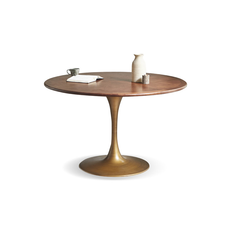 Walnut Round Solid Wood Dining table, 29.53"H x 43.31"L x 43.31"W