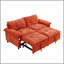 Canapé-lit convertible 73 po en velours orange avec matelas coulissant