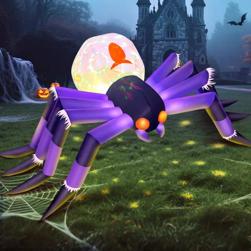 Décoration gonflable d'Halloween de 8 pi, lumières DEL colorées intégrées qui font sauter une horrible décoration