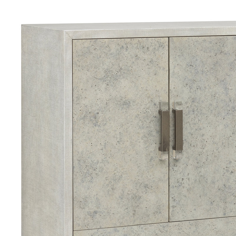 Gray Raffia Palm 5-Drawer Cabinet with Adjustable Shelves