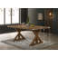 Table de salle à manger en bois à tréteaux, finition en bois flotté brossé