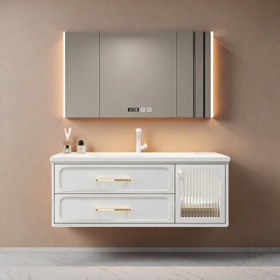 French cream style rest room bathroom cabinet