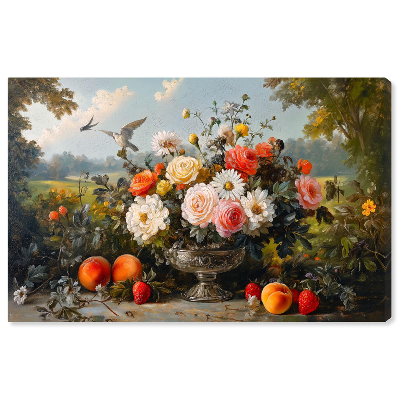 Large Floral Bouquet on Wrapped Canvas in Vibrant Colors