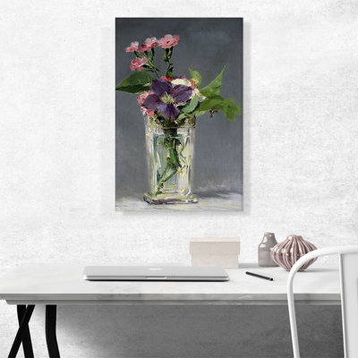" Pinks And Clematis In A Crystal Vase 1882 " by Edouard Manet Painting Print