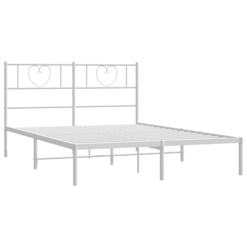 Metal Bed Frame Without Mattress With Headboard, 166cm x 207cm, White