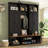 Entryway Hall Tree With Bench, 3 Top Cubbies & Bottom Storage Space, Farmhouse Coat Rack With Hooks & Cabinets For Entryway, Hallway, Mudroom, Living Room-1569166491