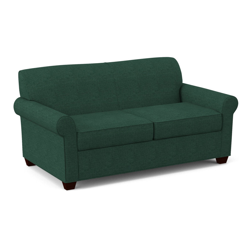 Finn 75" Rolled Arm Sofa Bed, Empire Mahogany, Hybrid, Antic Jade