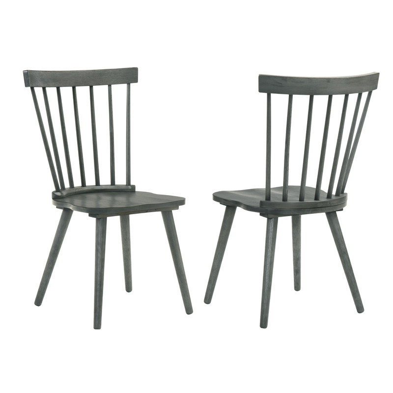 Ensemble 2 pièces de chaises de salle à manger en bois massif - Conception de ferme rustique avec assemblage facile, Noir