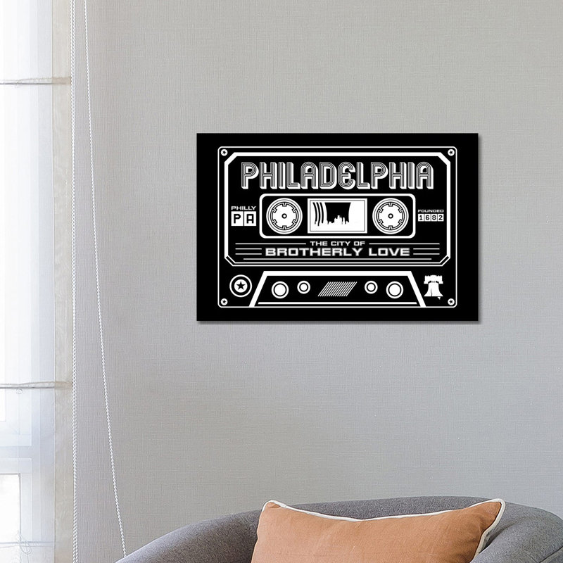 Philadelphia Cassette - Dark Background by Benton Park Prints - Wrapped Canvas Gallery-Wrapped Canvas Giclée