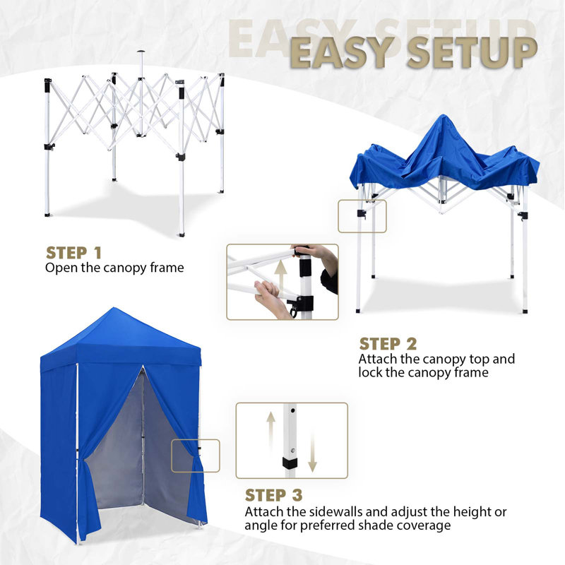 60'' W x 60'' D Powder Coated Steel Pop-Up Canopy, Blue