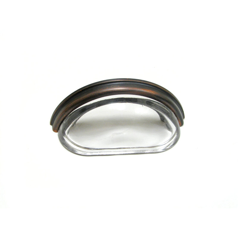 Expression 3" Center to Center Cup/Bin Pull, Clear/Brushed Oil-Rubbed Bronze