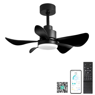 28' Ceiling Fans With Lights And Remote/App Control, Low Profile Ceiling Fans With 5 Reversible Blades 3 Colours Dimmable 6 Speeds Ceiling Fan For Bedroom Kitchen