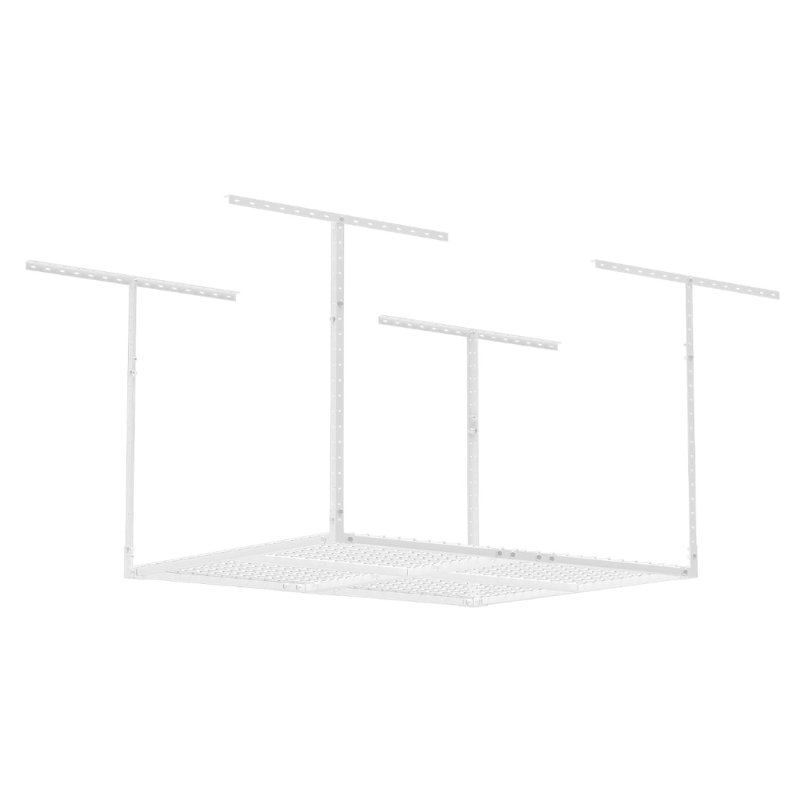48 po P x 48 po W dans un support de rangement de garage à hauteur réglable au plafond avec crochets libres, Blanc