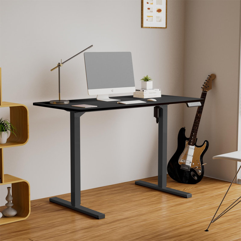 Bureau de travail électrique debout à hauteur réglable, Noir / Noir, H 46,4 po x l 49,8 po x P 25,59 po