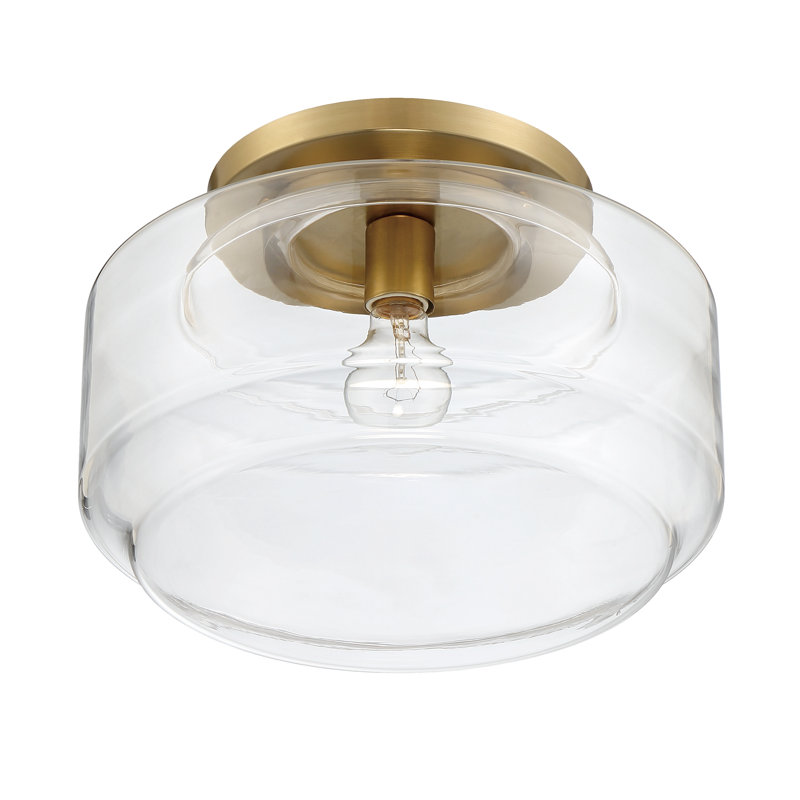 Plafonnier semi-encastré 1 lumière Peri, Laiton, H 9,13 po x l 14 po x P 14 po