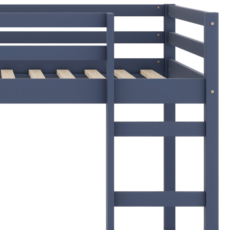 Wooden Loft Bed With Ladder, Blue