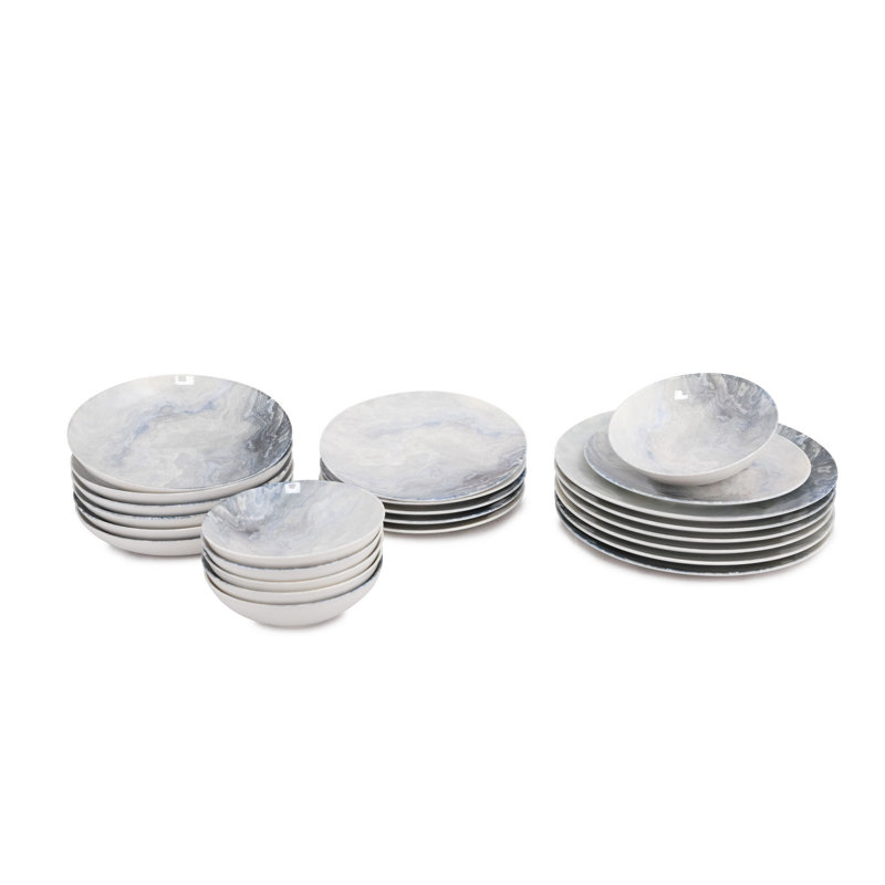 Narbonne Piece Porcelain China Dinnerware Set - Service for 6