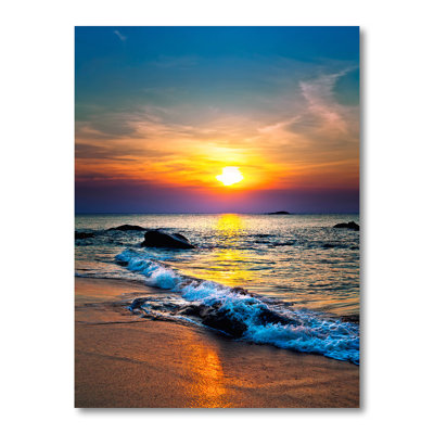 «Bright Sunset of Waves Breaking at the Shore», photographie sur toile
