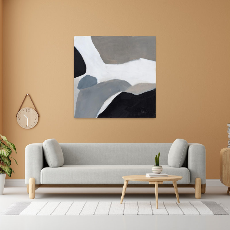 Faze contemporaine avec art abstrait noir, H 48 po x l 48 po