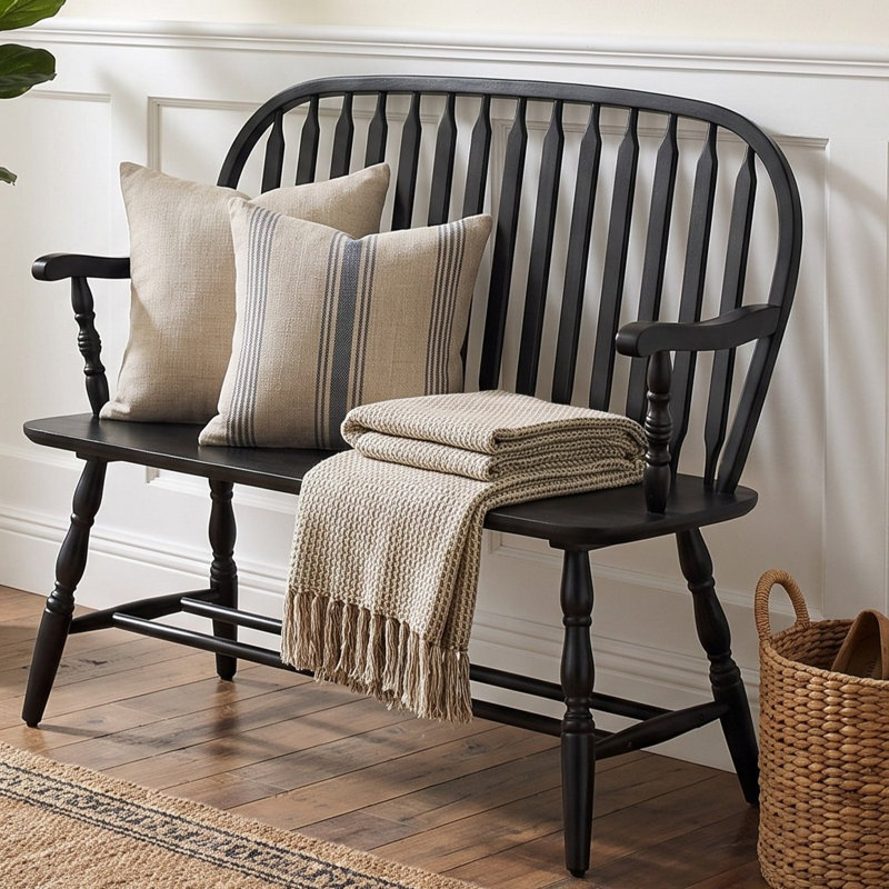 Banc en bois Luray, Noir antique