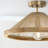 19"W x 7"H 1-Light Dual Mount Pendant in Matte Brass with Mango Wood and Handwrapped Jute Rope