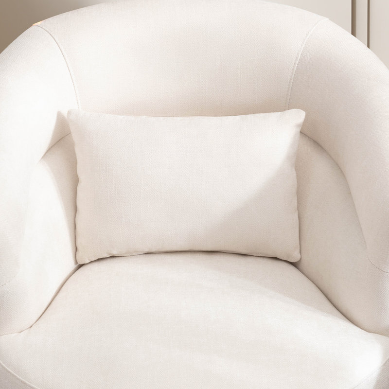 29" Wide Minimalist Super Soft Swivel Barrel Chair With Pillow, Beige