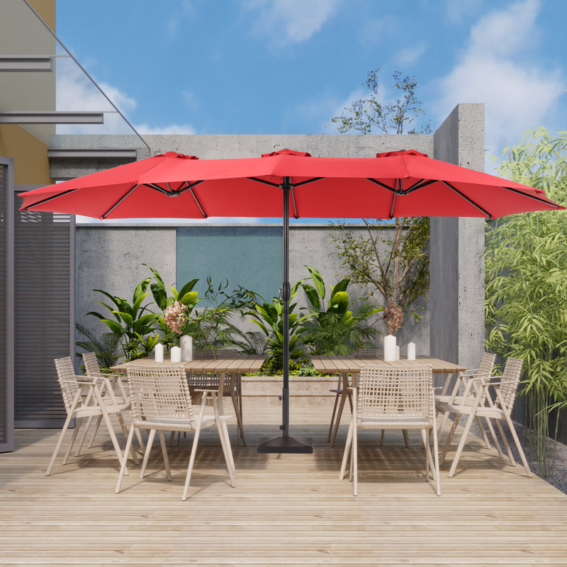 Parasol de marché rectangulaire d'extérieur 9 pi x 15 pi Sadeer, Rouge piment