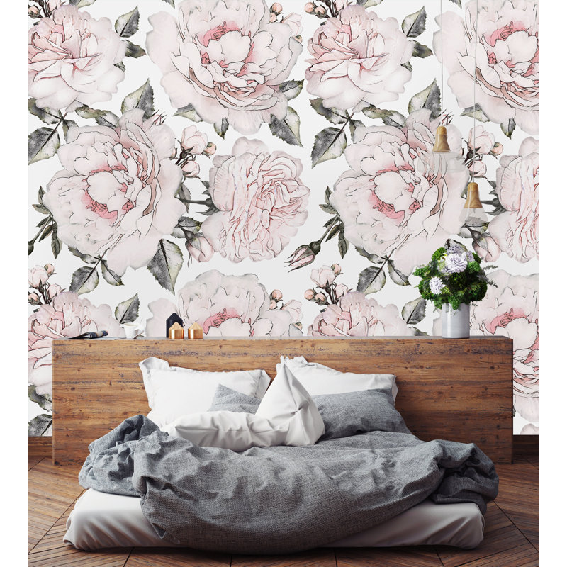 Panneau mural 4 pièces pivoines Knightsen, L 8,33 pi x l 100 po