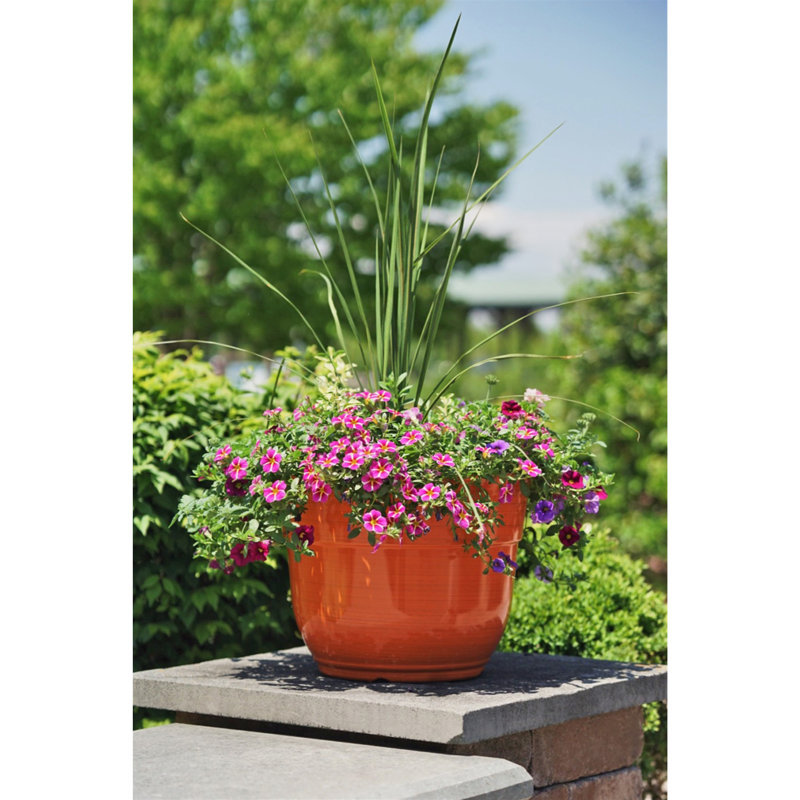 Maisonette Round Pot Planter with Drainage Holes , Bright Orange