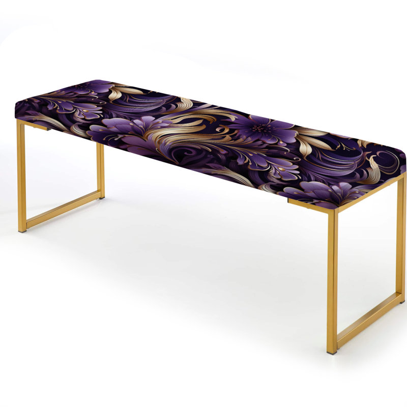 Banc glamour doré et mauve à motif damassé glamour