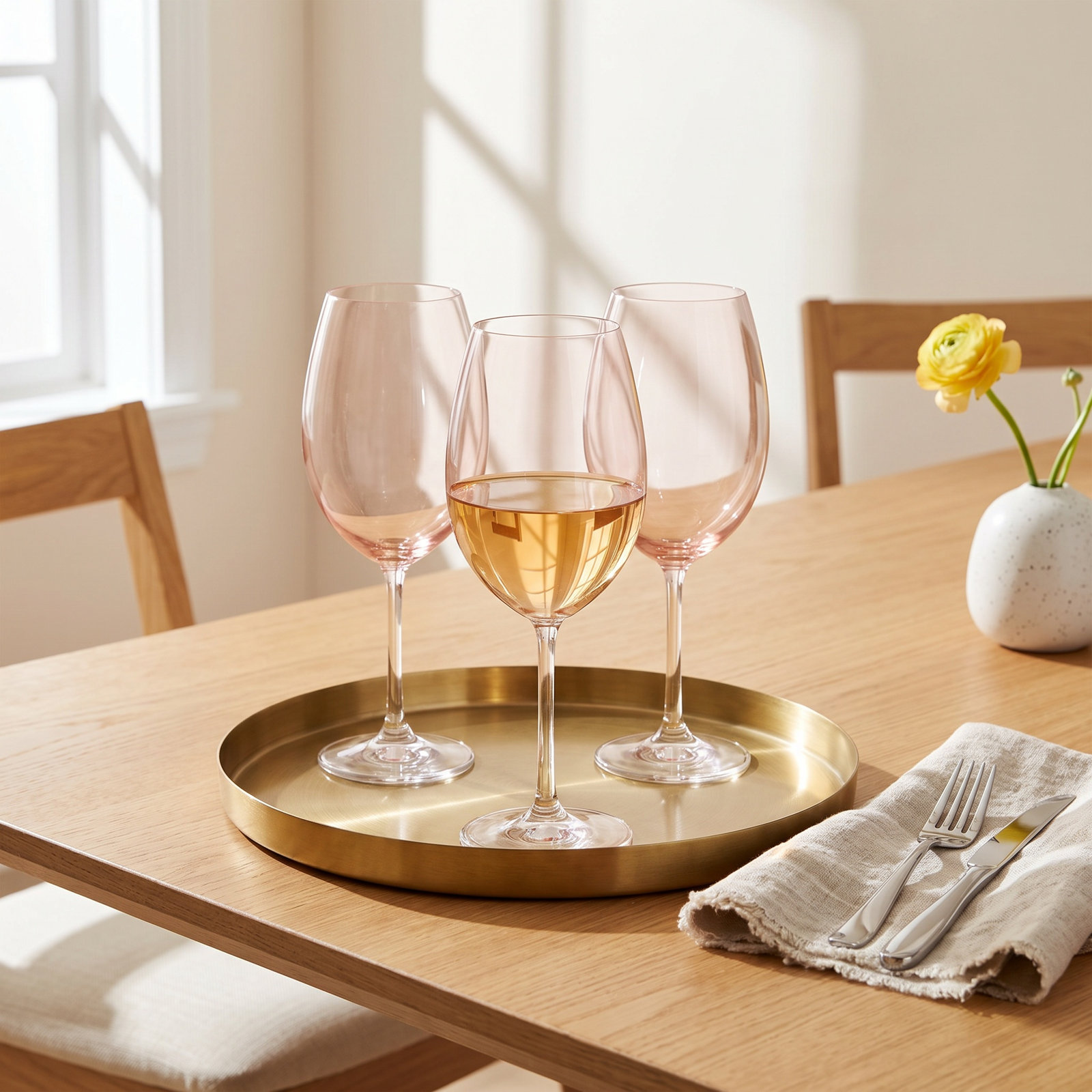 Meridian Crystal Wine Glass, Blush