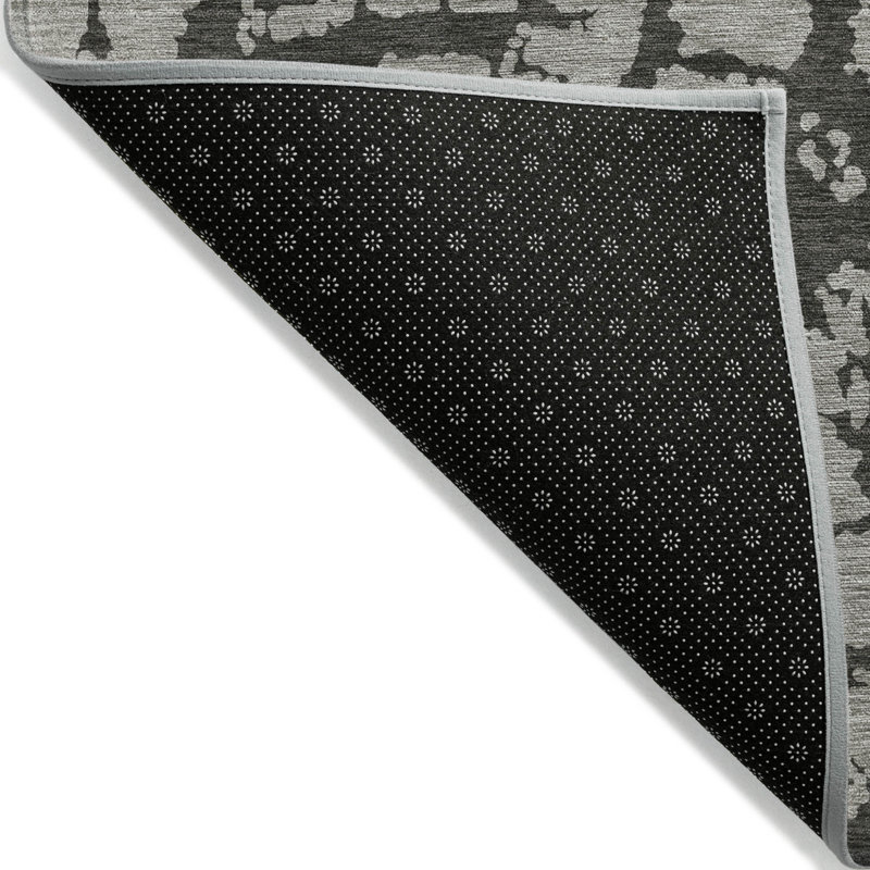 Tapis extérieur lavable abstrait gris et noir 8 pi x 10 pi