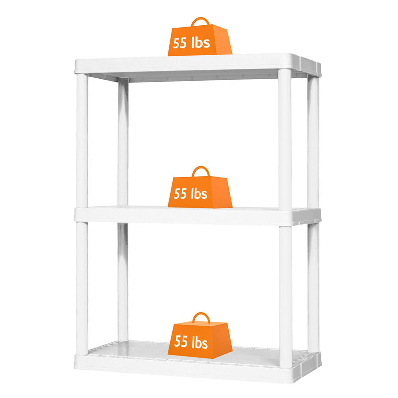 White 3-Shelf Lightweight Plastic Storage Unit