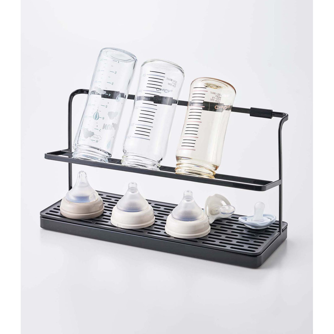 Tower Yamazaki Home Countertop Two Tier Bottle Drying Rack, Wide Storage Stand With Drainage Tray, Steel Yamazaki Home 