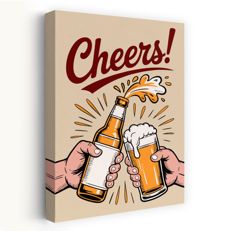 «Golden Beer Cheers», art mural rétro rétro, H 18 po x l 12 po