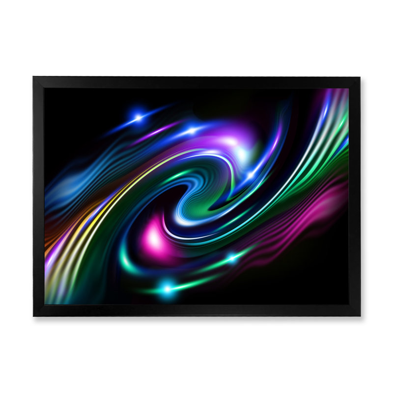 Vortex vert et mauve - décoration murale moderne en toile, Cadre photo noir, H 8 po x l 12 po x P 1,5 po